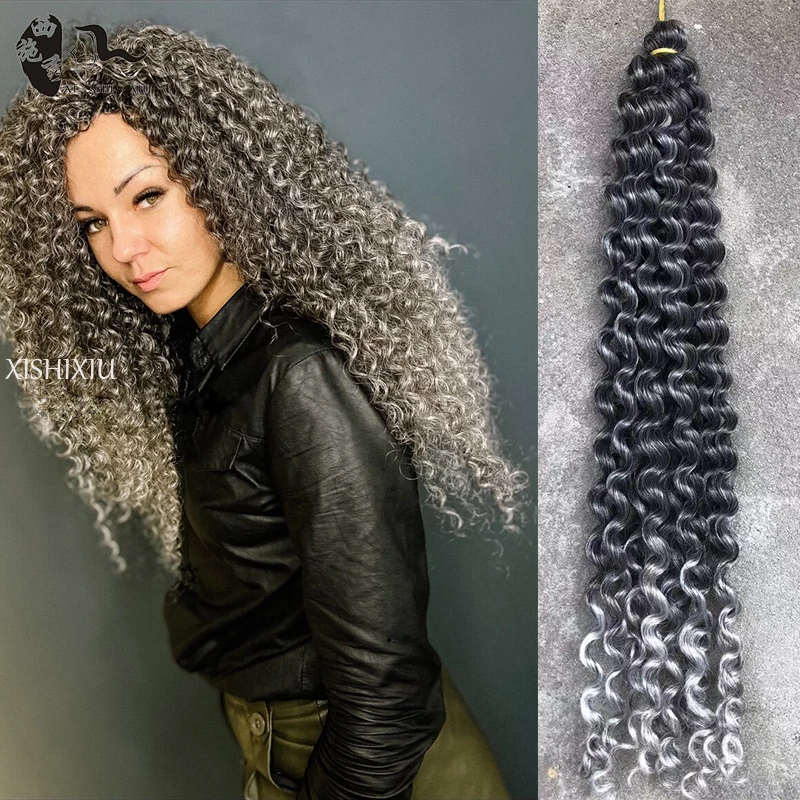Synthetic ombre Afro freetress water wave crochet braiding hair extensions  20 inch long 80g per piece pre-loop hair bundles