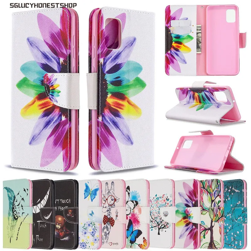 Цветной кожаный флип кошелек для Samsung Galaxy A31 A51 A71 A50 A70 S20 Ultra S10 Note 10 Plus S10E A41 A21 A11 A30 A20