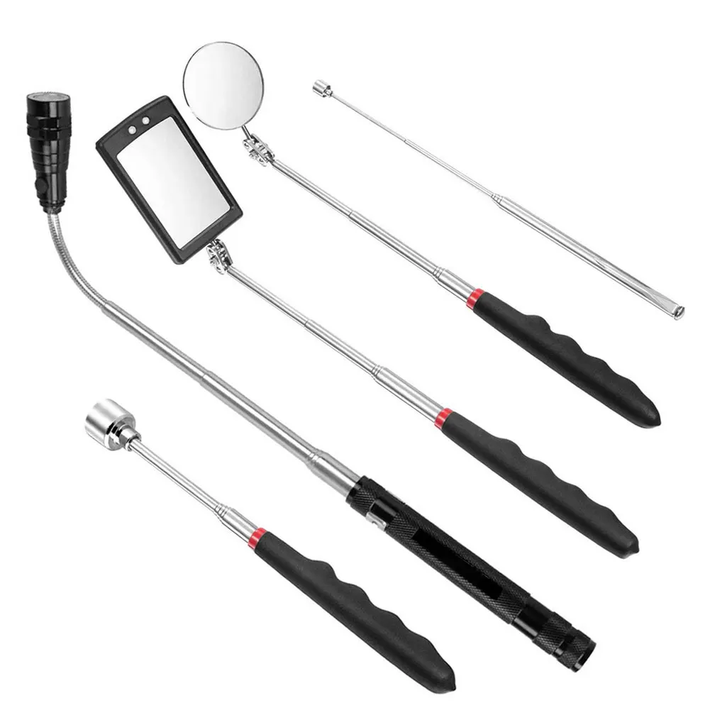 

5PCS Magnetic Telescoping Pick-up Tool Kit Stainless Steel Extendable Grabber Tool Set 360 Swivel Adjustable Inspection Mirror