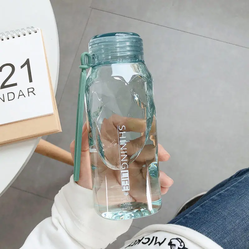Diamond Girl Heart Small Fresh Plastic Male and Female Students Korean Creative Portable Fall-resistant Cute Couple Cup | Дом и сад