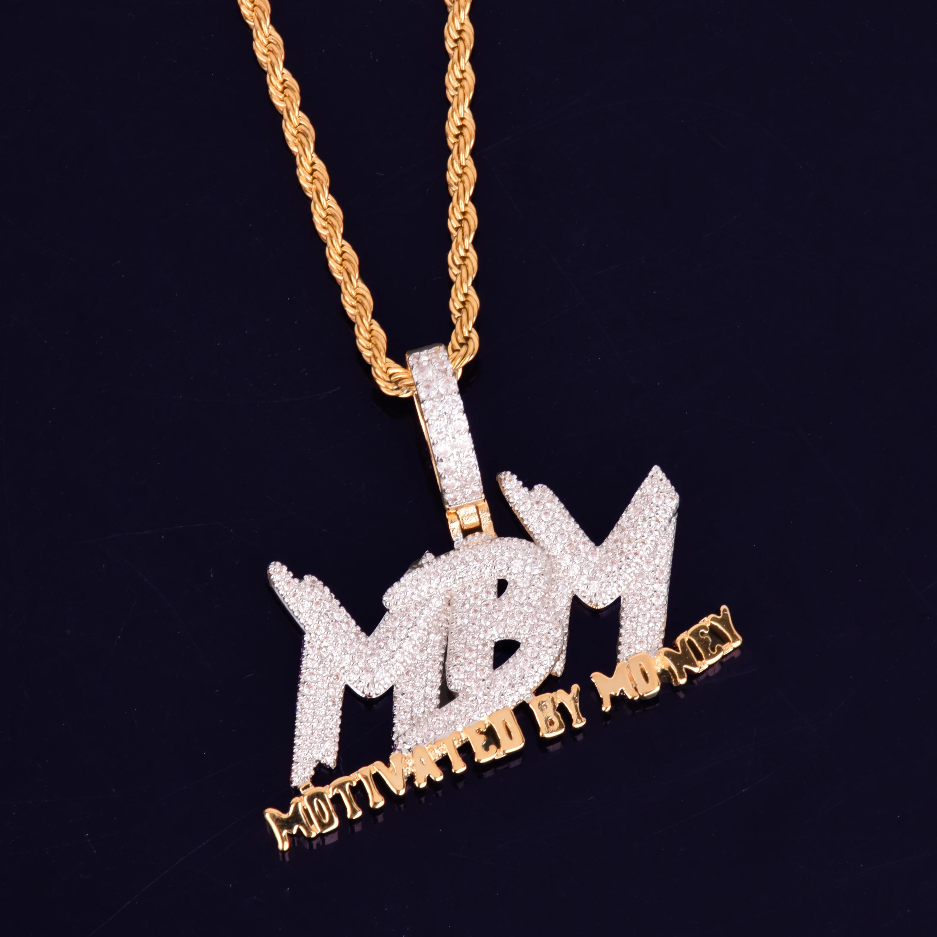 Iced Out Letter Combination Necklaces &amp Pendant Charm Gold Color Bling Cubic Zircon Men's Hip hop Necklace Rock Jewelry | Украшения