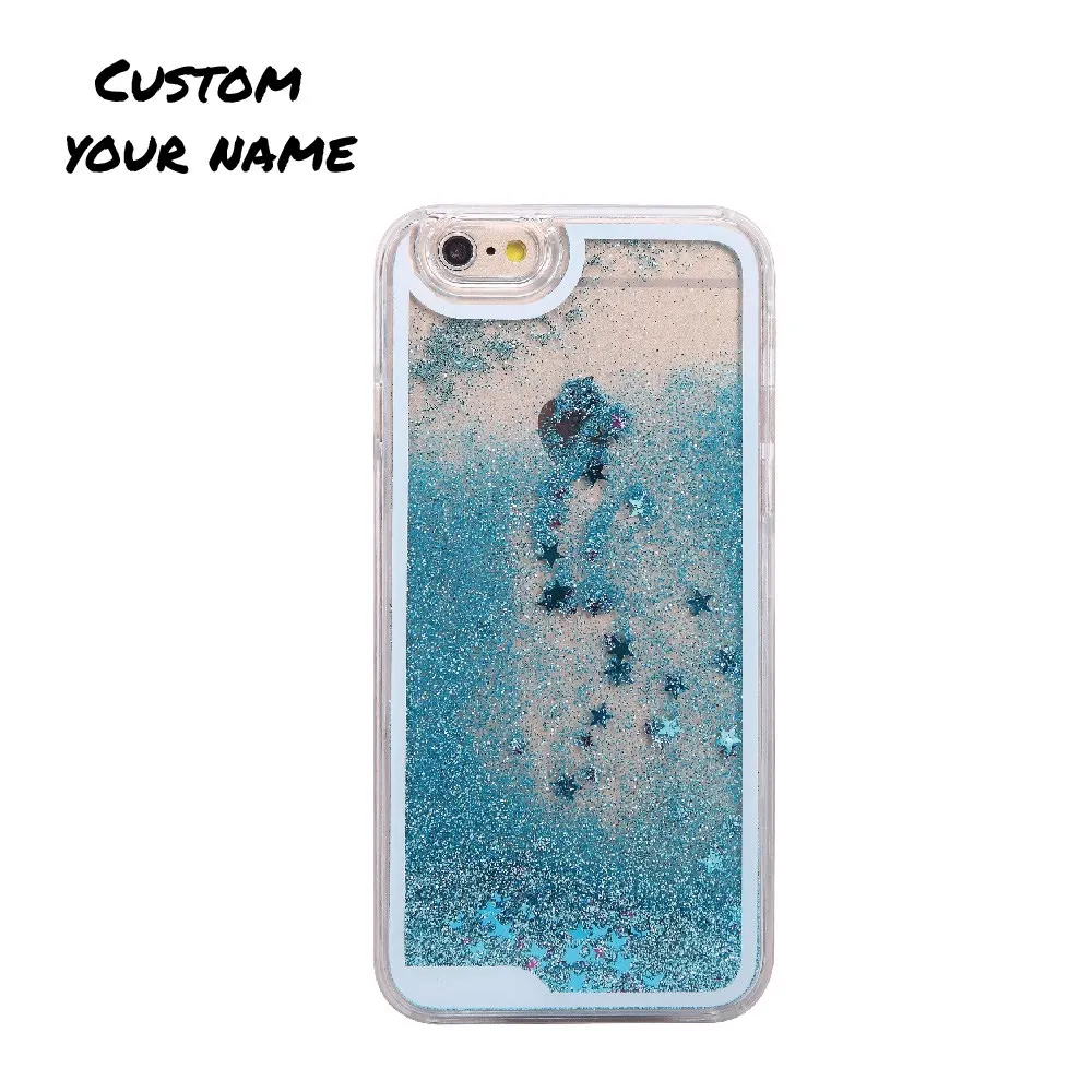Blue Glitter Индивидуальный блестящий чехол для телефона, персонализированное название, Шикарный чехол с кристаллами для iPhone 11 Pro 6S 7Plus 8Plus 7 8 XR X XS Max - Цвет: Blue Glitter