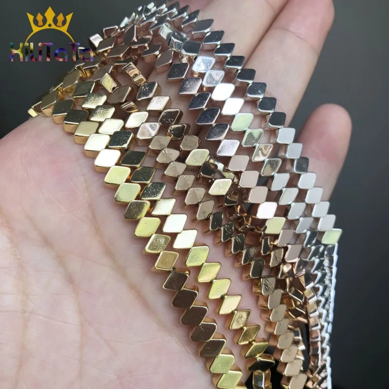 6*4 мм Ромбовидные Бусины Из Натурального Гематита цвета розового золота серебра