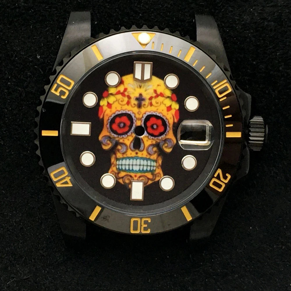 

For NH35 Movement Watch Case Stainless Steel Black PVD Coating Modified Watch Dial Ceramic Bezel Super Luminous Waterproof Case