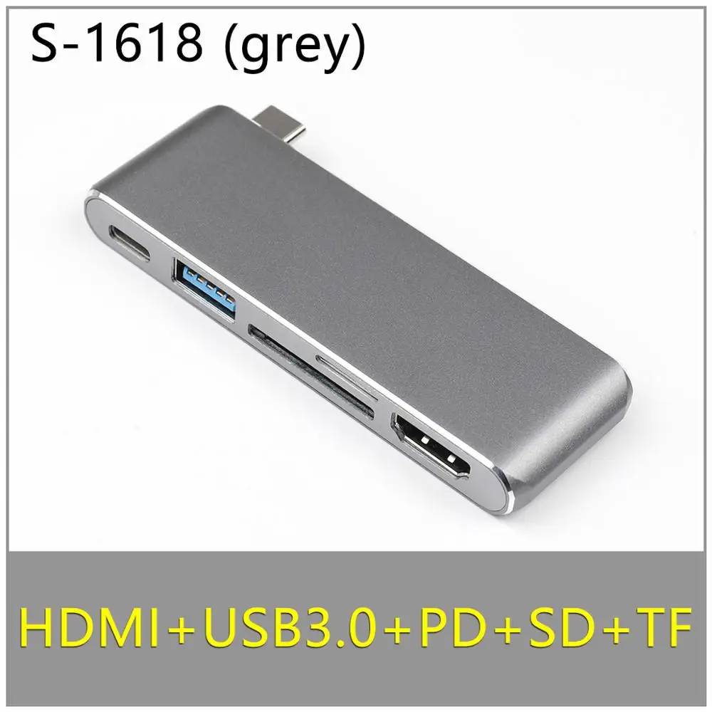 USB C type C концентратор для Macbook Pro Air 12 13 15 16 дюймов USB-C HDMI концентратор разветвитель 3,0 адаптер TF/SD/PD кардридер Тип C - Цвет: TC-1618-8