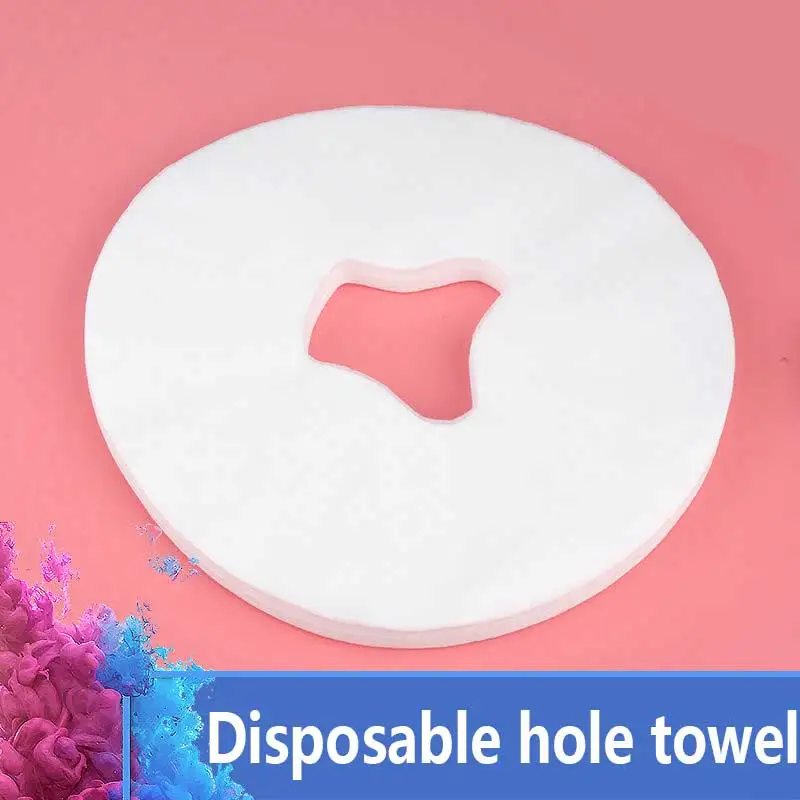Фото New 100Pcs White Non-woven Fabric Disposable Face Massage Pad Pillow Cover Towel Masks Comfortable Medical Beauty Bed Hole №1