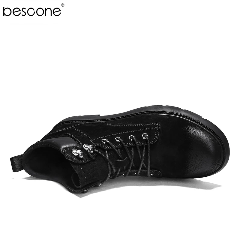 BESCONE Men's Quality Martin Boots PU Winter Outdoors Footwear Casual Booties Anti-Skidding Hiking Shoes YX7837 | Обувь