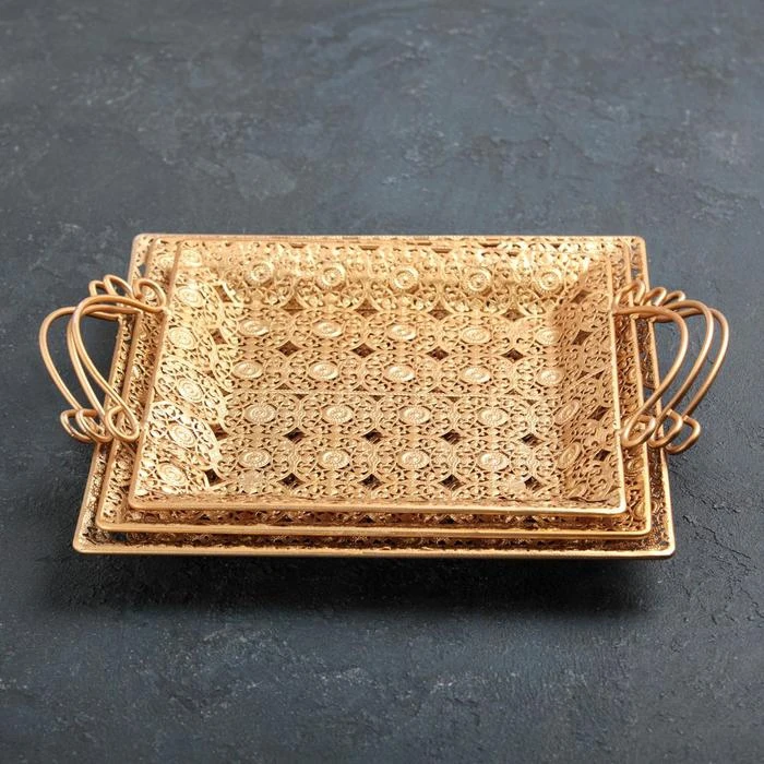 Набор подносов Восточная сказка 3 шт: 33 5×27 5 см 31 55×25 29×23 | Дом и сад