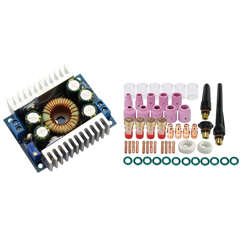 

12A Dc-Dc Step Down Mouble Buck Converter With 53Pcs TIG Welding Torch Stubby Gas Lens 10 Pyrex Glass Cup Kit