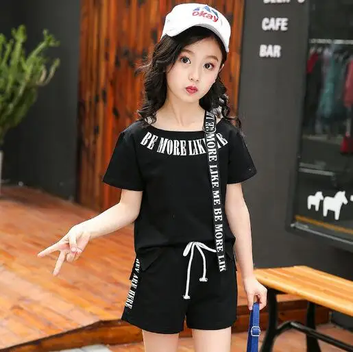 Комплекты одежды для девочек подростков 2021 Новая мода шаблон печати топы и шорты