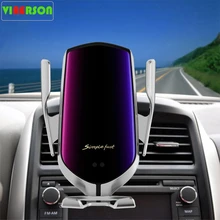 R1 10W Car Wireless Charger Automatic Clamping Quick Charge Car Holder For iPhone 11 Xiaomi Infrared Induction Qi Charger Holder