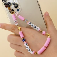 new anti lost lanyard mobile strap phone chain polymer clay beaded 2022 love star evil eye charm fashion telephone jewelry
