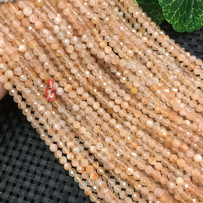 4 мм бусины из натурального желтого камня Sunstone Круглые граненые маленькие DIY для