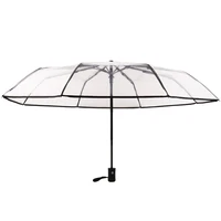transparent automatic rain umbrella windproof auto folding black umbrella men women outdoor travel business foldable car parasol