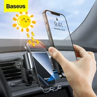 Baseus Solar Car Phone Holder Electric Induction Bracket For iPhone Xiaomi Cellphone Holder Car Air Vent Clip Phone    Stand