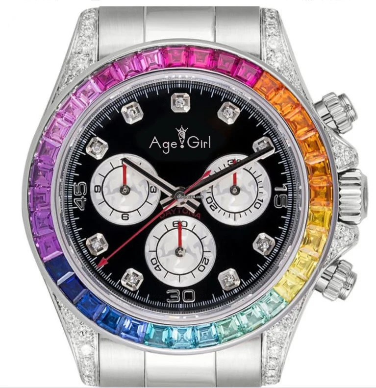 Мужские автоматические механические часы LuxuryNew из нержавеющей стали с радужными