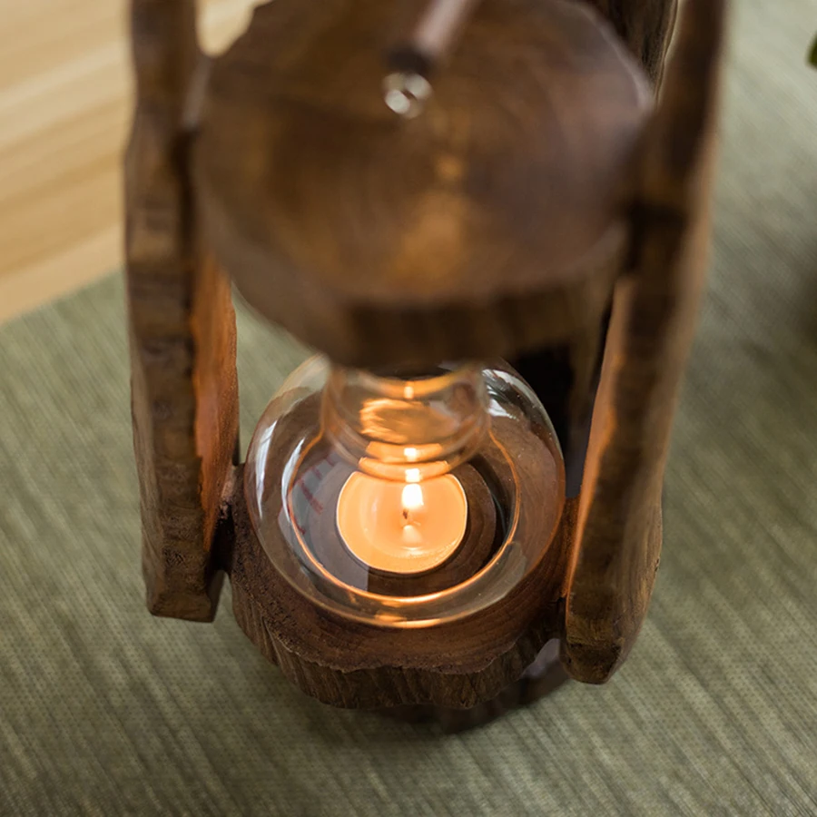 Подсвечник из тайского дерева винтажная стеклянная крышка рождественские