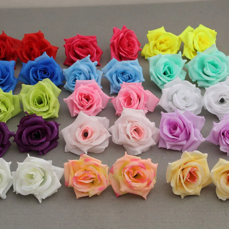 

50 Pcs Fake Artificial Silk Rose Heads Flower Buds DIY Bouquet Home Wedding Craft Decor Supplies ADW889