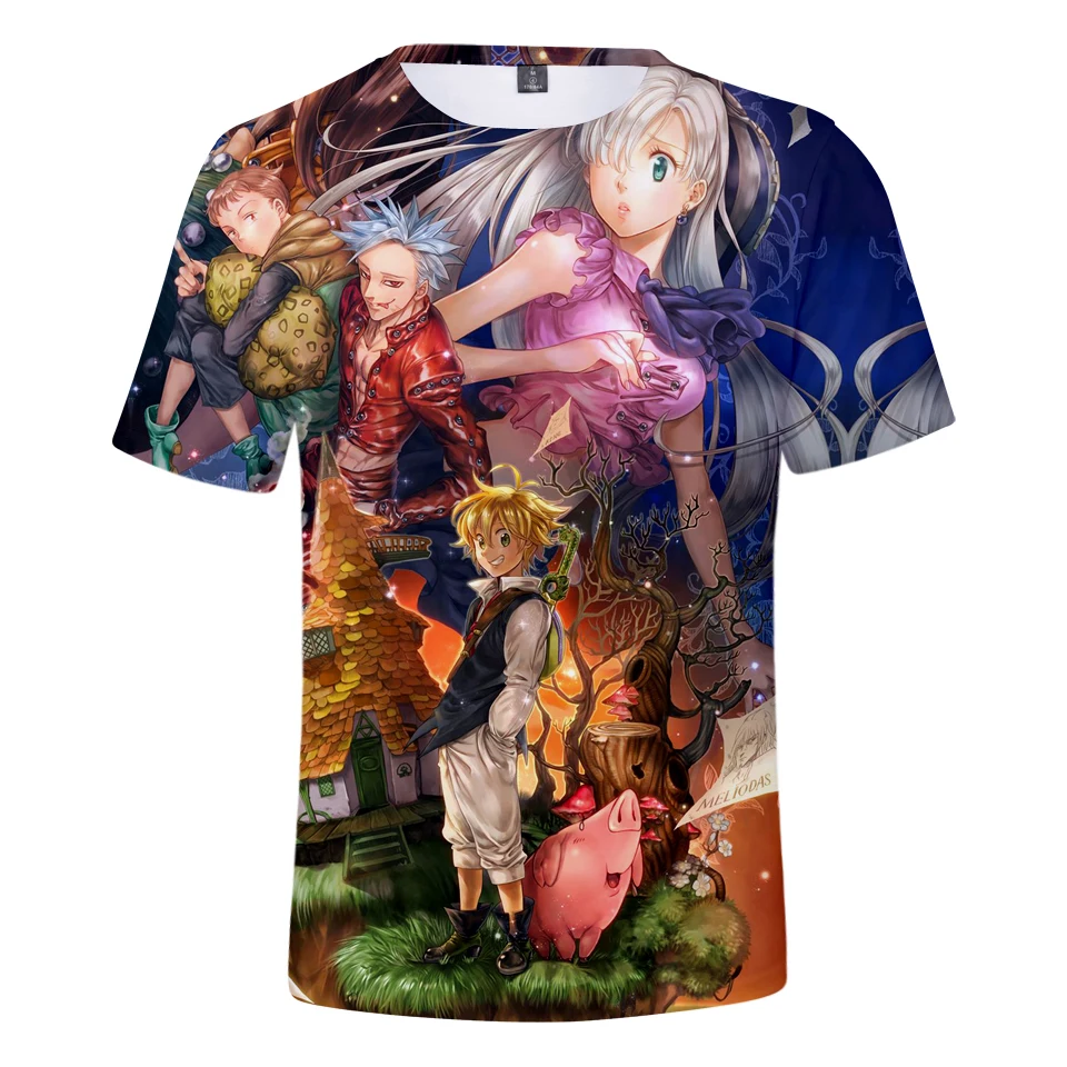 

Newest Nanatsu No Taizai 3D T Shirt Men/Women Summer Fashion Harajuku Anime T Shirt 3D Print Nanatsu No Taizai T-shirt