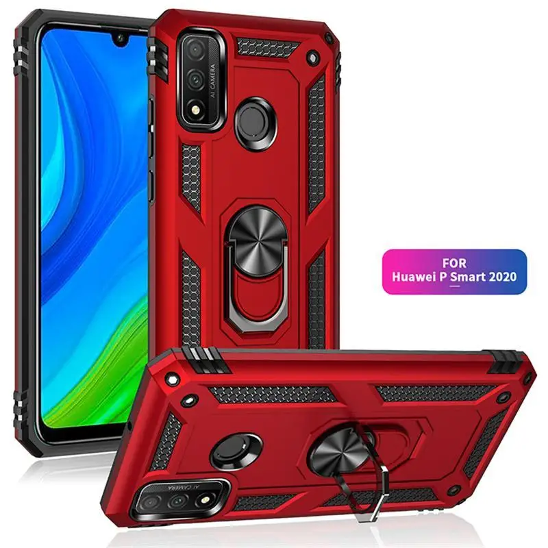 

Shockproof Case for Huawei P smart 2020, Magnetic Ring Holder, for PSmart 2020, POT-LX1A, 6.21