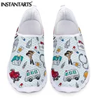 INSTANTARTS2020; Обувь для медсестры; Женская обувь на плоской подошве; Женские кроссовки с принтом в виде медицинской биологии; Женская обувь без шнуровки; Zapatos planos Mujer
