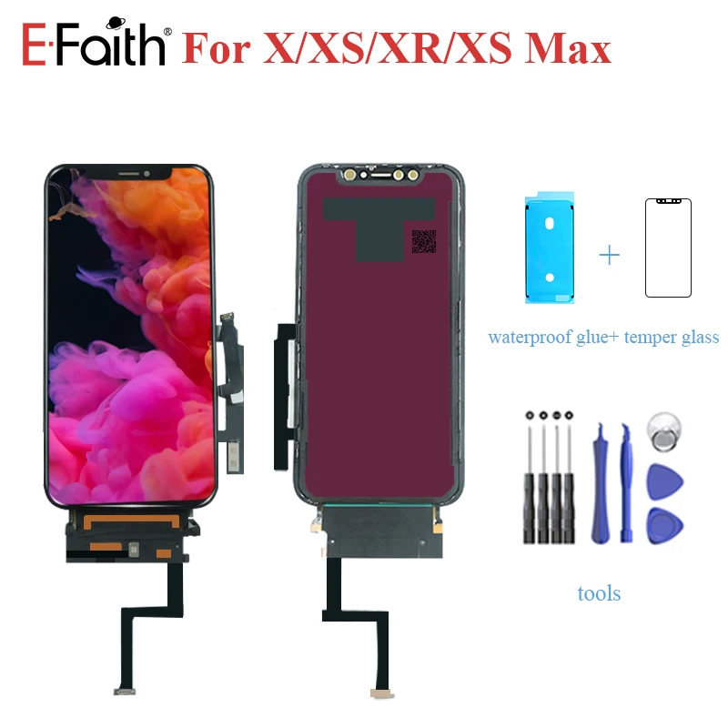2piece EFaith AAA+++ quality display for iPhone X XR XS Max lcd Screen Amoled with full view high brightness Black DHL Ship | Мобильные