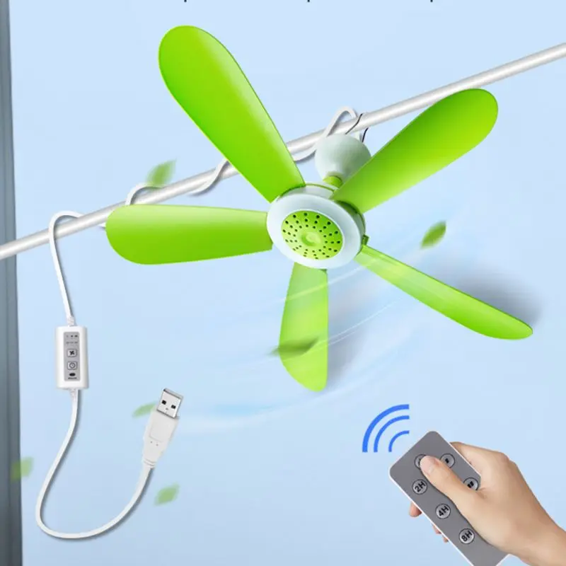 

5W Remote Control Timing USB Ceiling Fan Air Cooler USB Fans for Bed Camping Outdoor Hanging Camper Tents Hanger Fan