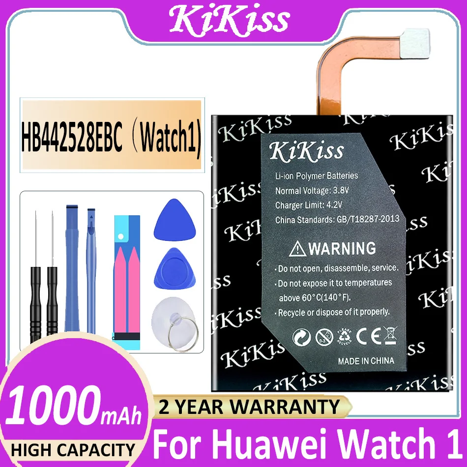 

Оригинальный сменный аккумулятор KiKiss HB442528EBC 1000 мАч для HUAWEI Watch 1 Watch1, перезаряжаемая батарея + трек-код