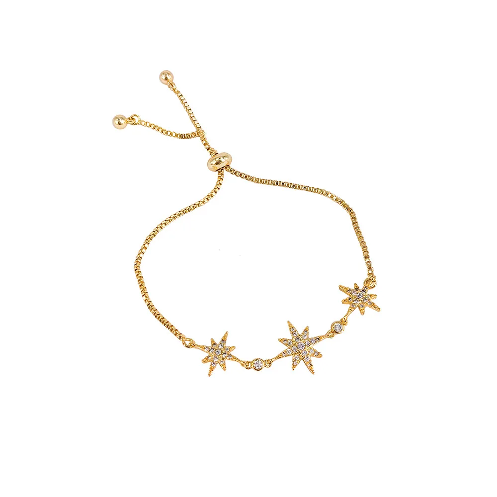 

GR-1000 Eight-pointed star fashion zircon girlfriends bracelet female super fairy snowflake adjustable pull bracelet gifts