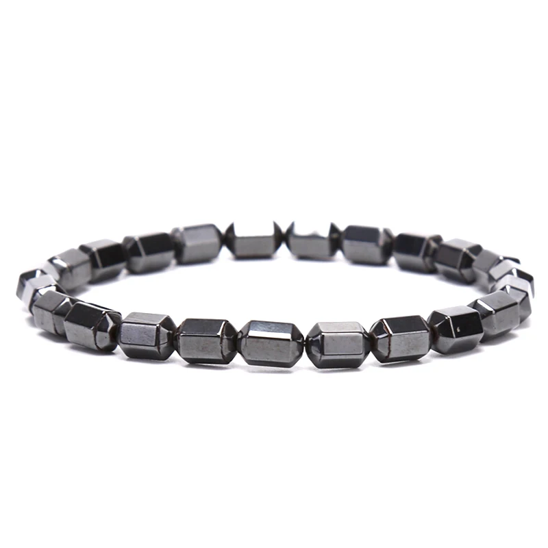 

Hot New Fashion Natural Magnetic Hematite Black Beads Health Care Bracelet Bangles Men Jewelry