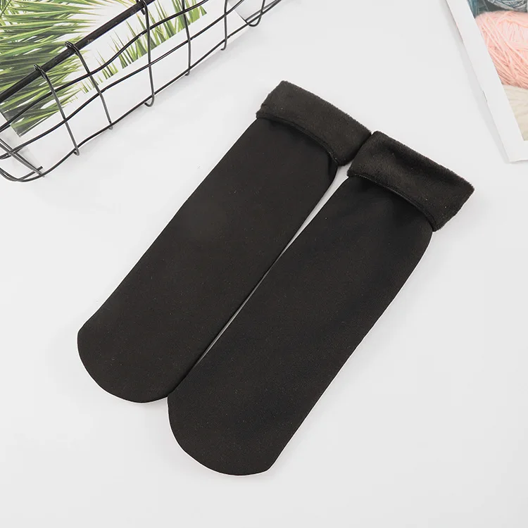 Black 10 пар/лот, зимние женские утепленные шерстяные кашемировые зимние носки, мягкое бесшовное бархатное сапоги, женские носки для сна - Цвет: Black