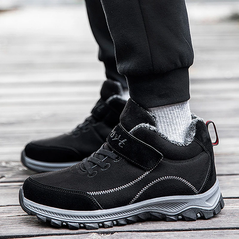 

Hot Sale Men's Winter Boots Lace Up Ankle Boots For Men Comfortable Men's Snow Boots Black Round Head Male Shoes Couple Sneakers