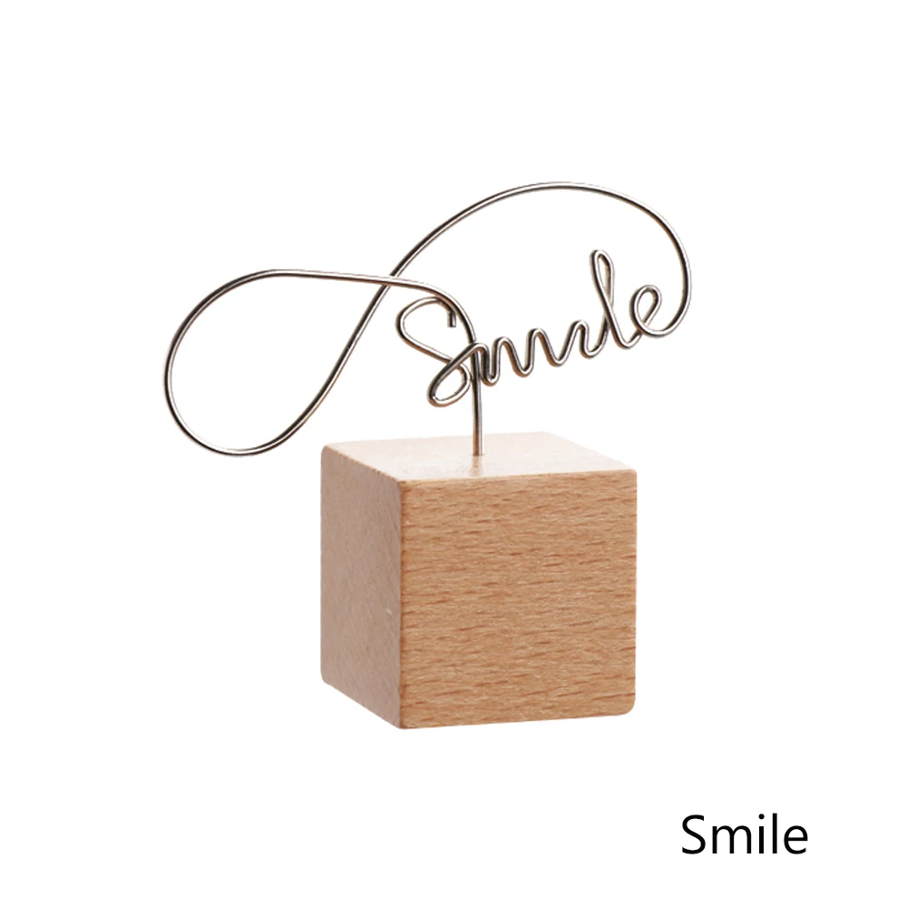 Smile 1 шт., металлическая карточка, фоторамка, круглый деревянный держатель, картинка, памятка, карта, скрапбукинги, зажимы, украшение для дома, настольный орнамент, сделай сам, подарок - Цвет: Smile