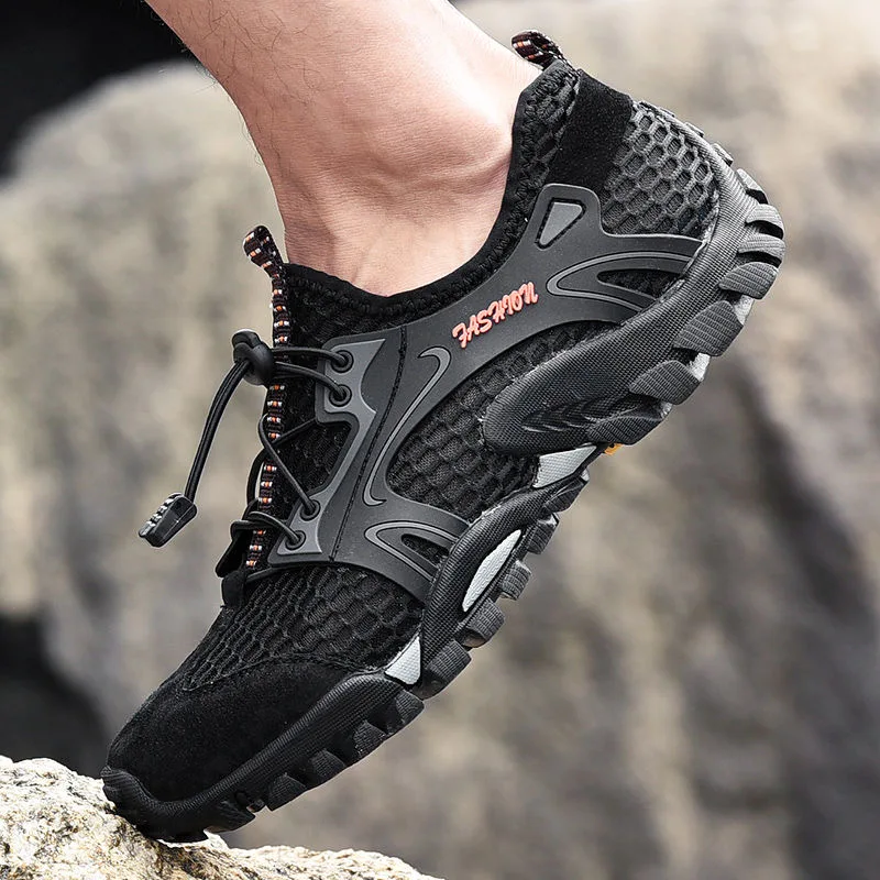 Summer Breathable Men Hiking Shoes Suede + Mesh Outdoor Sneakers Climbing Sport Quick-dry Water | Обувь