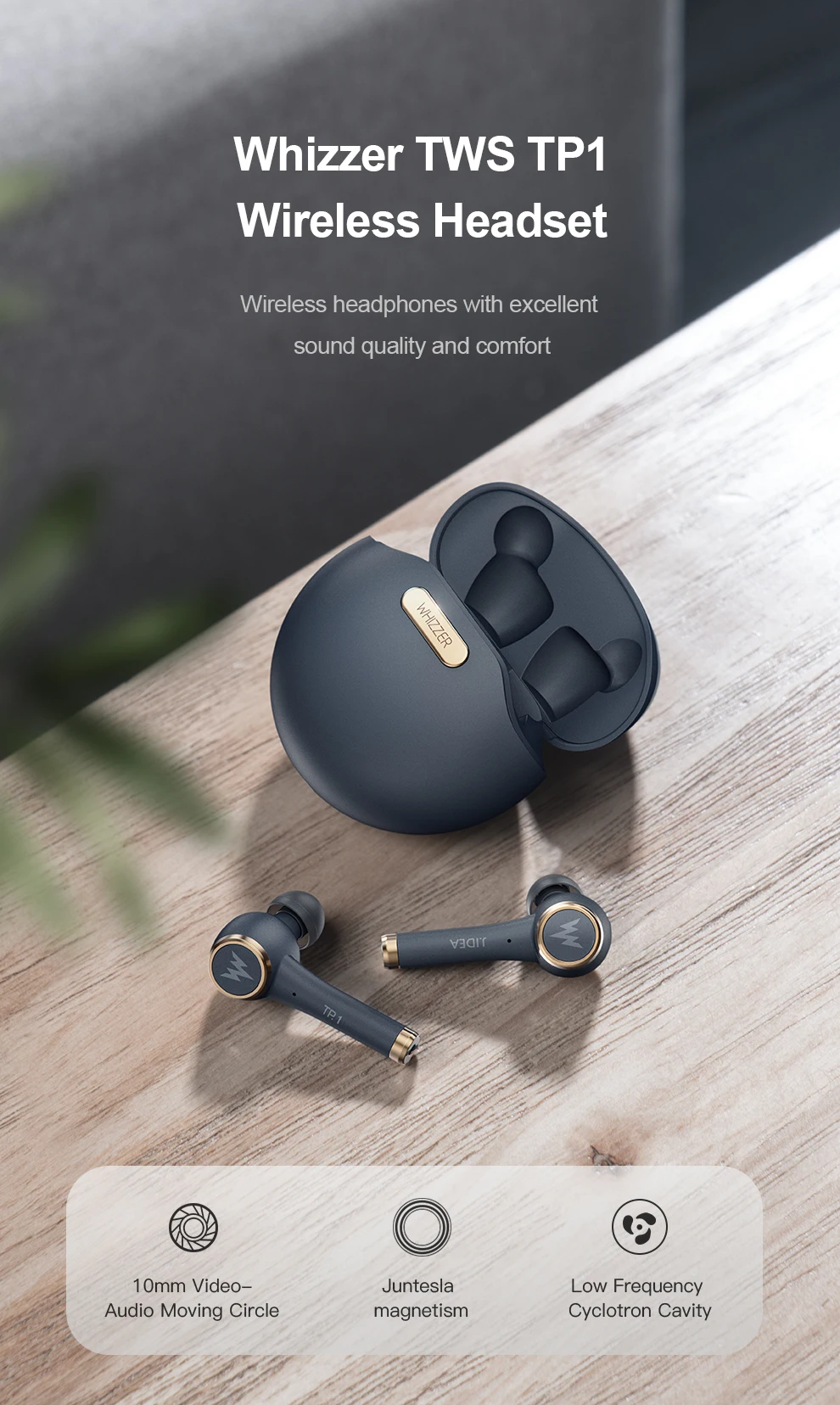 Whizzer TP1 беспроводные Bluetooth наушники TWS V5.0 водонепроницаемые IPX5 вкладыши 3D стерео беспроводные наушники с сенсорным управлением