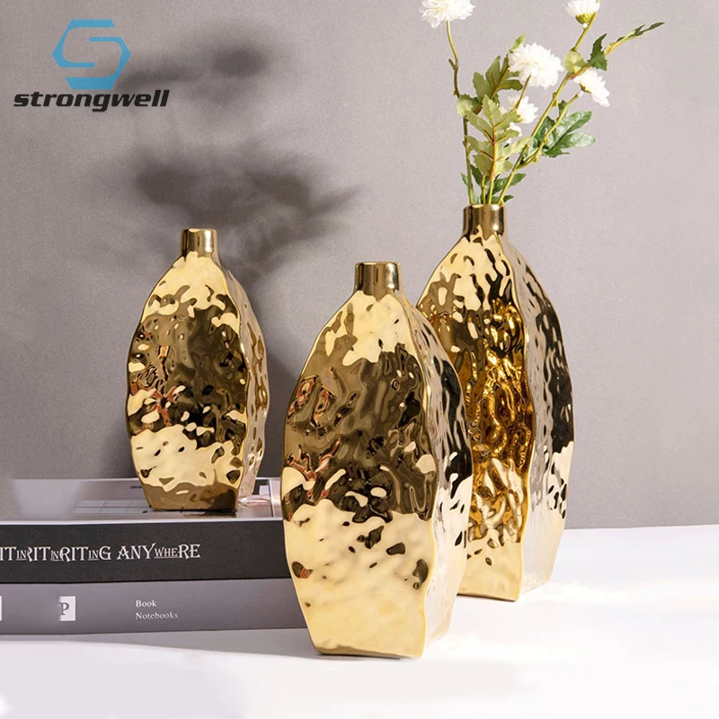 

Strongwell дома Гостиная украшения ваза для цветов креативные гальванических золотой неправильной арт Цветочная композиция для вазы декорации