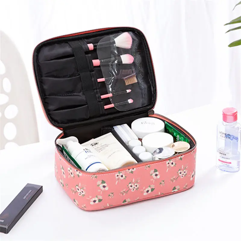 1 PC 23*8*17CM PU Leather Makeup Bag 3D Large Capacity Cosmetic Case Flamingo Cactus Panda Pattern Waterproof Storage Organizer | Дом и сад