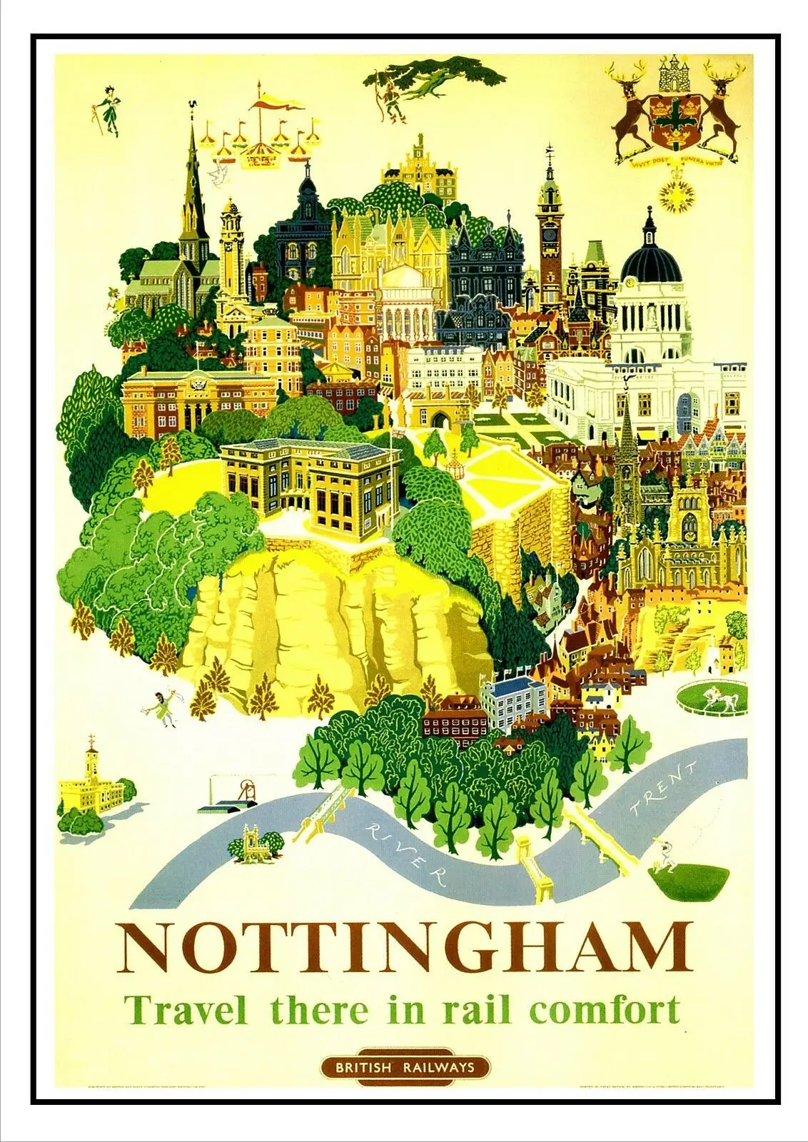 

Винтажный Старый рекламный паттерн nottinghamшир в стиле британских желез, Шелковый плакат 24x36 дюймов