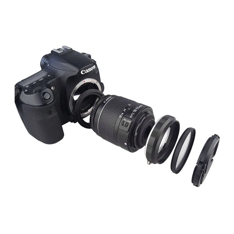 Camera Macro Lens Reverse Adapter Set for Canon EOS 70D 80D 700D 750D 800D 1200D 100D 200D 5D2 5DIII 5DIV 6D Mark II 77D 7D DSLR