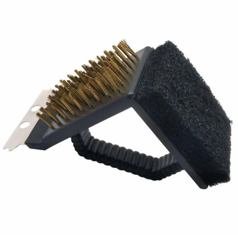 3 в 1 барбекю гриль Чистящая Щетка прочный стальной провод губчатая лопатка