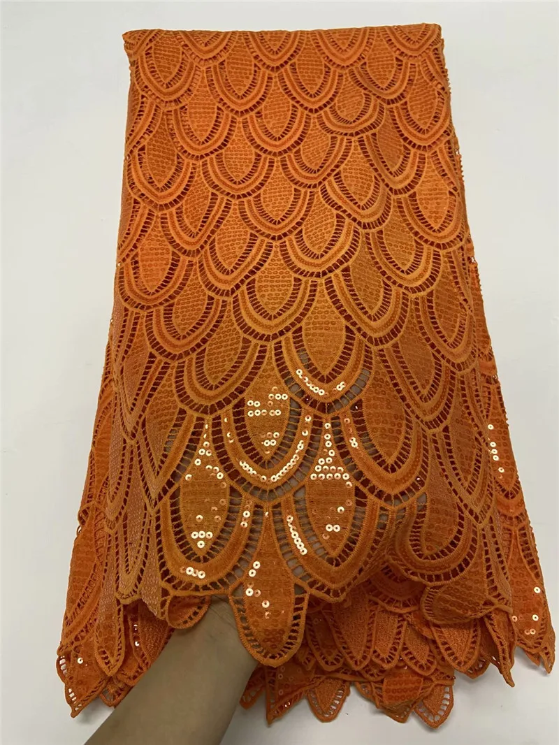 

sequins guipure lace fabric 5yards 2020 newest double colour water soluble lace fabric for wedding or party RFAU204