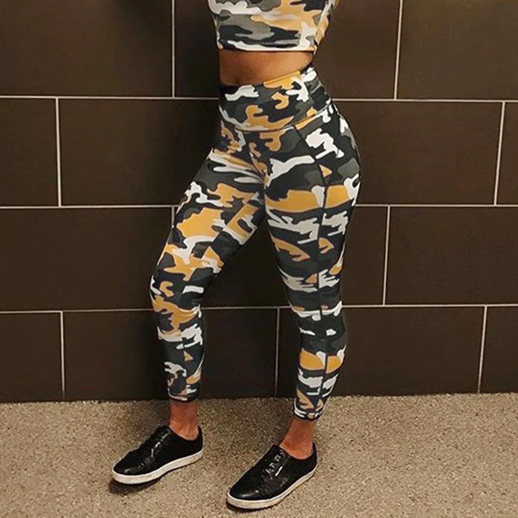 Женские брюки с камуфляжным принтом CHAMSGEND спортивные Леггинсы для занятий