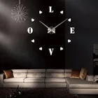 Большие настенные часы, 3D настенные часы, украшение для дома, любовь, настенные наклейки, для гостиной, аксессуары для украшения дома