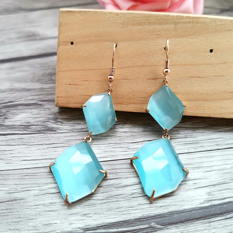 1 пара Каплевидная форма Форма серьги с камнями опалами Длинные висячие