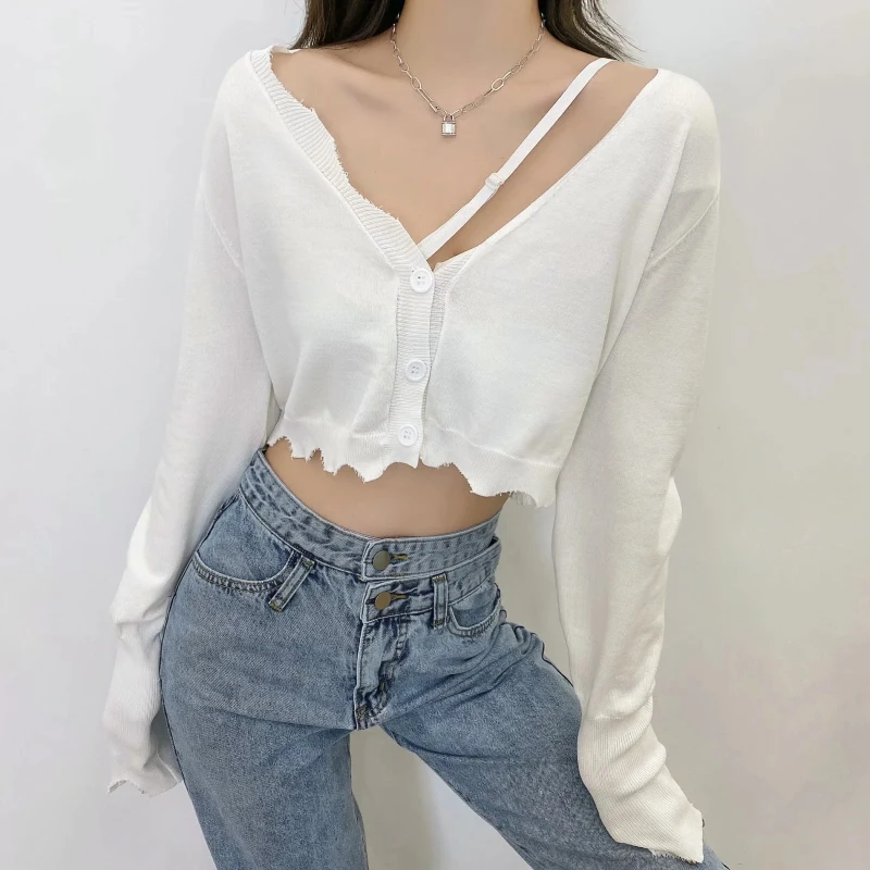 Женский трикотажный кардиган на пуговицах повседневный однотонный Свободный