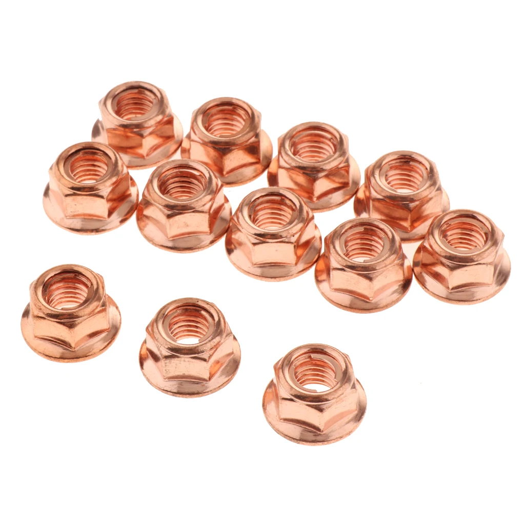 

12x Copper Lock Nuts 8mm Exhaust Manifold A1201420072 For E30
