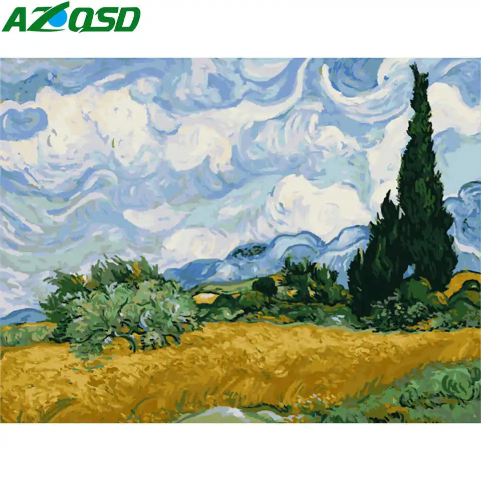 

AZQSD Oil Painting By Numbers Tree Landscape Diy Paint By Numbers For Adults Gift Home Decor Art Kits Drawing Canvas Unframed