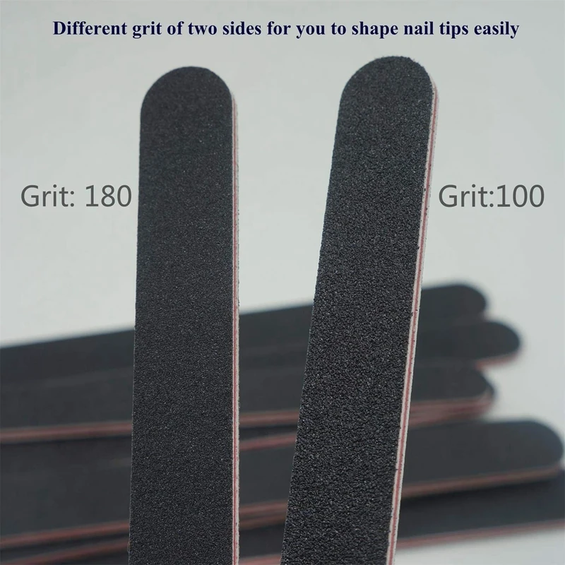 

50 PCS Double-Sided 100/180 Grit Nail File Sandpaper Black Manicure Pedicure Tool and Nail Buffer File