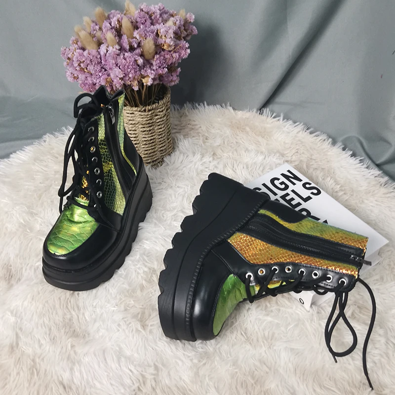 Женские ботильоны на каблуке ботинки платформе и высоком Женская модная обувь