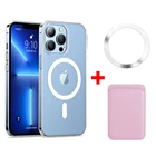 Магнитный чехол для iPhone 13 11 12 Pro MAX mini XR XS Max X 8 7 Plus SE 2020 прозрачный чехол на телефон чехлы корпус кейс Аксессуары мобильных телефонов